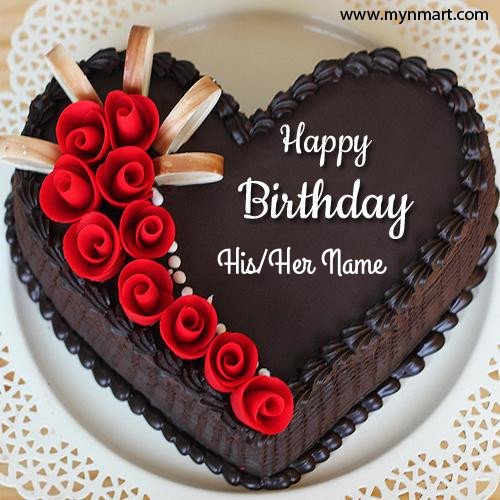 Beautiful Chocolate Heart Name Birthday Cake