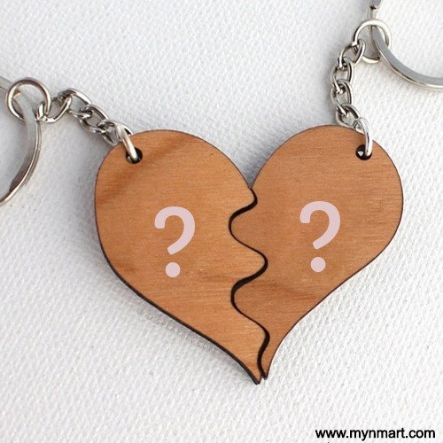 Beautiful Wooden Heart Key chain Alphabet Name Pics