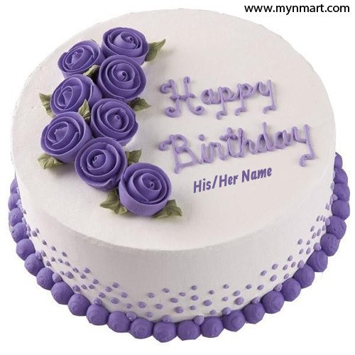 Birthday Cake with violate rose