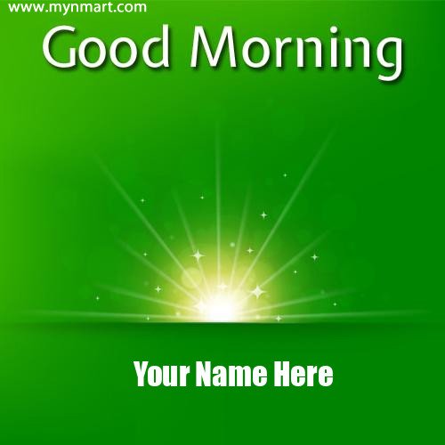 Good Morning with Sun Rise and Name on Greeting Card