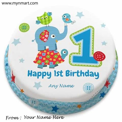 Happy 1st Birthday Greeting with Name on Card