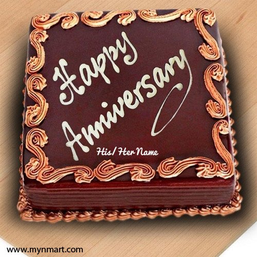 Happy Anniversary Chocolate Cake With Name on Cake