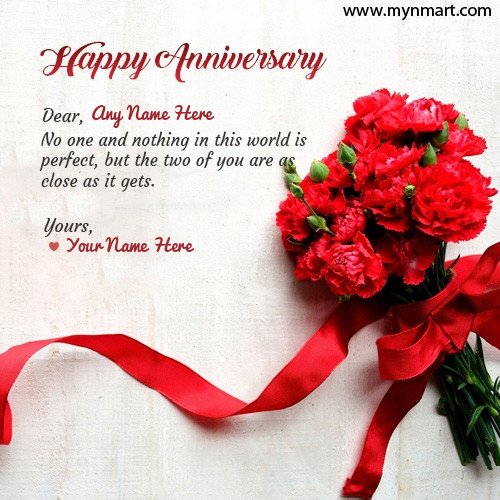 Happy Anniversary Wish With Couple Name on Greeting
