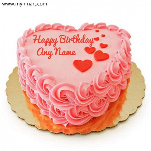 Heartshape Birthday Cake Greeting with your name