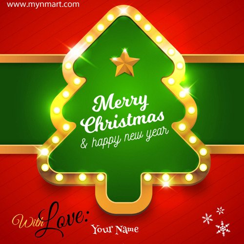 Merry Christmas and Happy New Year Greeting With Name