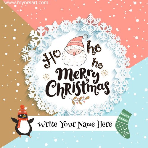 Merry Christmas Wishes Cute Santa Greeting With Name