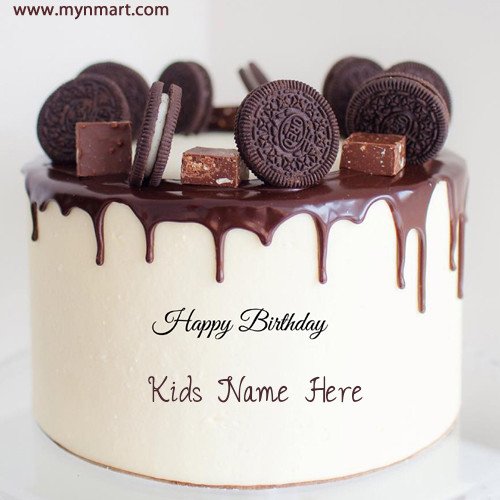 Write Any Name on Oreo Biscuit Decorated Chocolate Cake